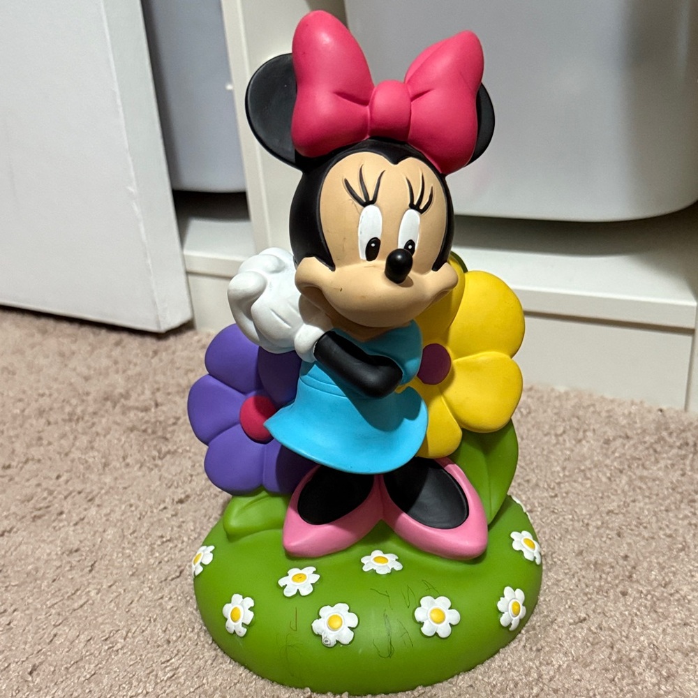 Minnie Mouse Figurine with Colorful Flowers piggy bank ❤️5/$25.